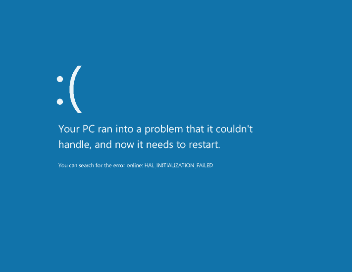 screen grab of Windows BSOD